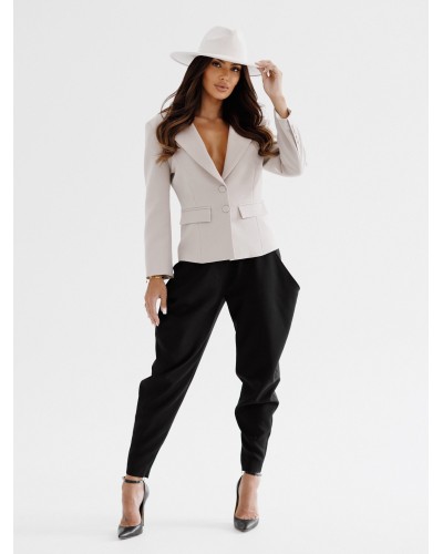 Marynarka materiałowa taliowana By o la la...! beżowa