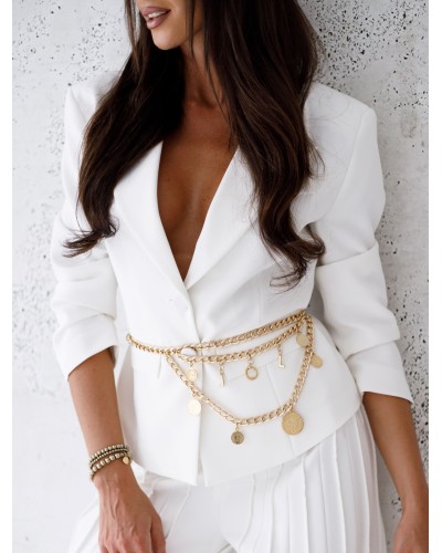 Marynarka materiałowa taliowana By o la la...! śmietankowa