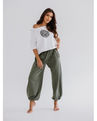 T-Shirt pudełko z okrągłym logo by o la la...! biały z matcha