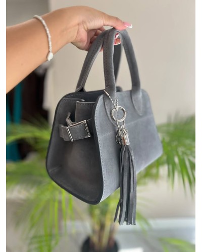 Torebka kuferek ze skóry zamszowej By o la la...! szara