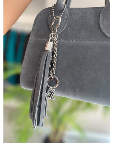 Torebka kuferek ze skóry zamszowej By o la la...! szara