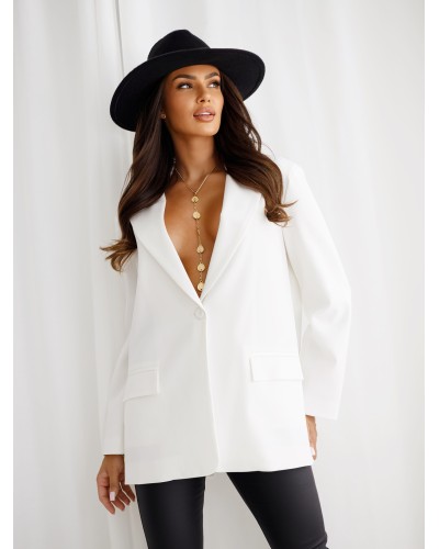 Marynarka z rozcięciem na plecach By o la la...! śmietankowa