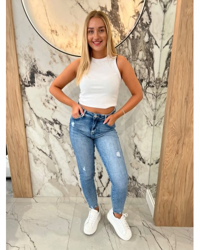 Spodnie jeansowe gnieciuchy z przetarciami By o la la...!