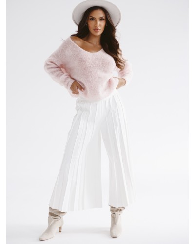 Sweter w szpic By o la la...! pudrowy róż