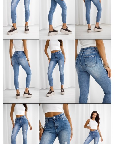 Spodnie jeansowe gnieciuchy z przetarciami By o la la...!