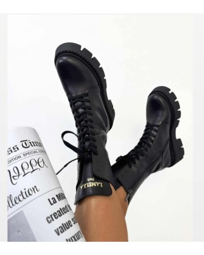 Workery wysokie wiązane La Milla czarne