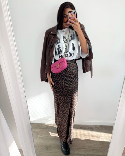 Spódnica satynowa w panterkę La Milla