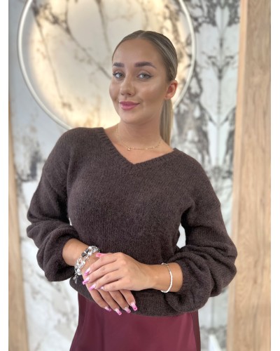 Sweter w szpic z bufiastym rękawem By o la la...! chocomus