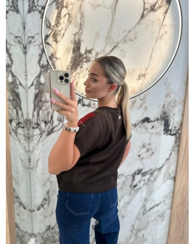 Kamizelka dzianinowa w romby By o la la...! chocomus z merlotem