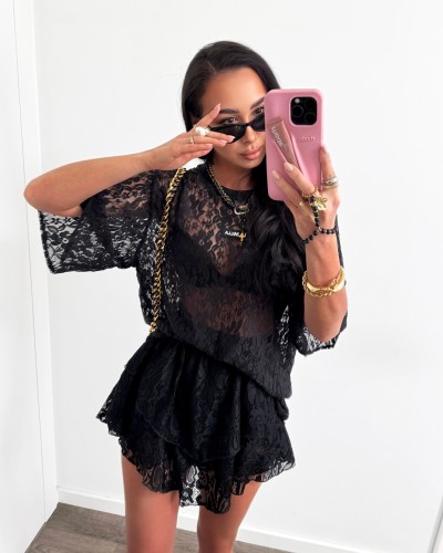 Spódniczko-spodenki koronkowe La Milla czarne