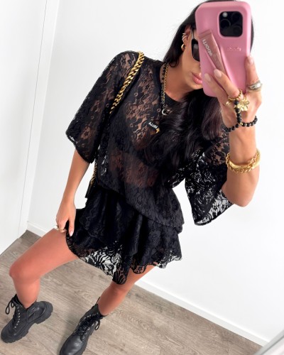 Spódniczko-spodenki koronkowe La Milla czarne