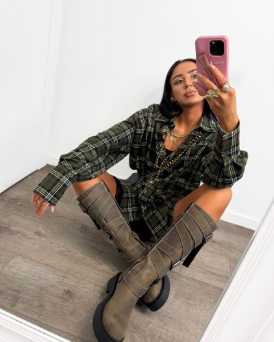 Koszula flanelowa w kratę La Milla khaki