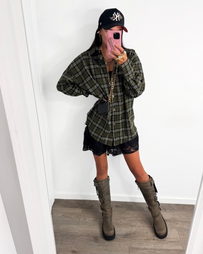 Koszula flanelowa w kratę La Milla khaki