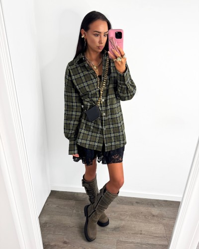 Koszula flanelowa w kratę La Milla khaki