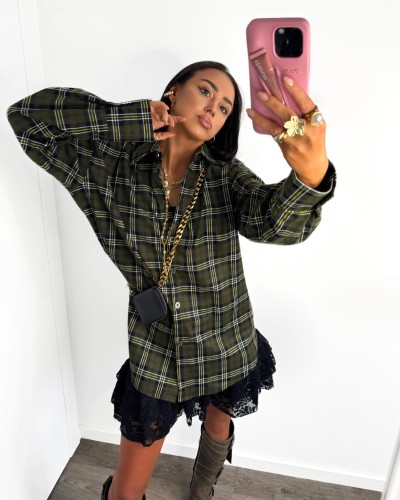 Koszula flanelowa w kratę La Milla khaki