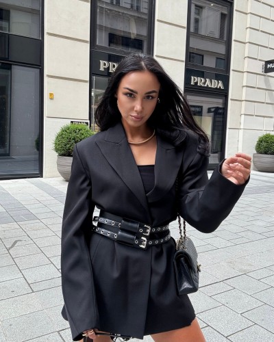 Marynarka z paskiem La Milla Premium czarna