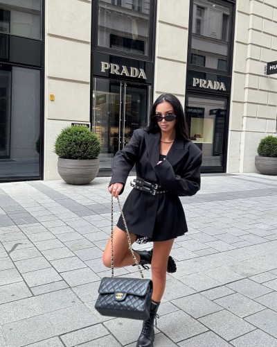 Marynarka z paskiem La Milla Premium czarna