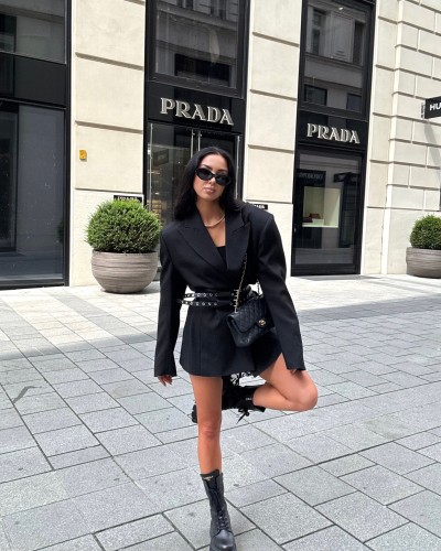 Marynarka z paskiem La Milla Premium czarna