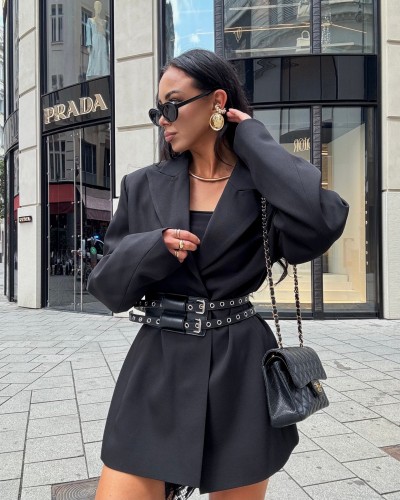 Marynarka z paskiem La Milla Premium czarna