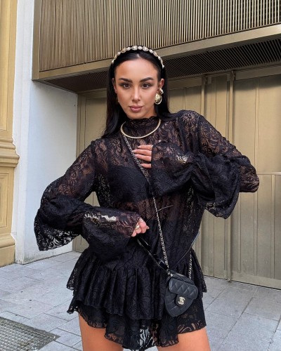 Koronkowy golf dzwoneczek La Milla czarny