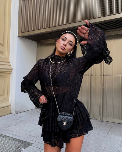 Koronkowy golf dzwoneczek La Milla czarny