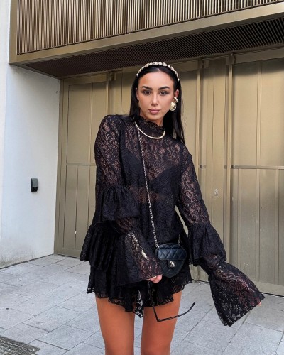 Koronkowy golf dzwoneczek La Milla czarny