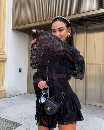 Koronkowy golf dzwoneczek La Milla czarny