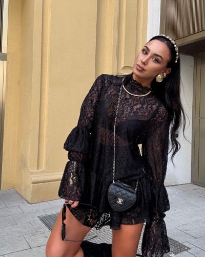 Koronkowy golf dzwoneczek La Milla czarny