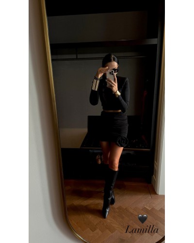 Spódniczka marszczona z różą La Milla czarna