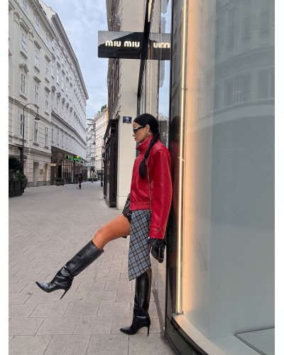 Kurtka bomberka z ekoskóry La Milla Premium czerwona