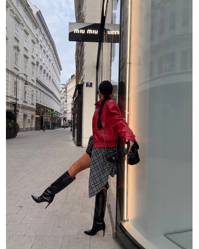 Kurtka bomberka z ekoskóry La Milla Premium czerwona