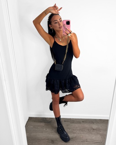 Sukienka halka z koronką La Milla czarna