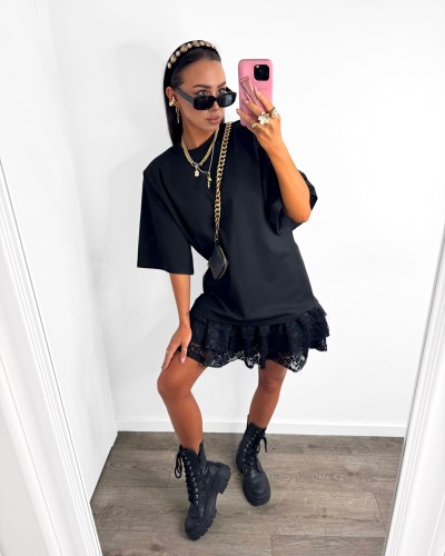 T-shirt oversize z poduszkami La Milla czarny