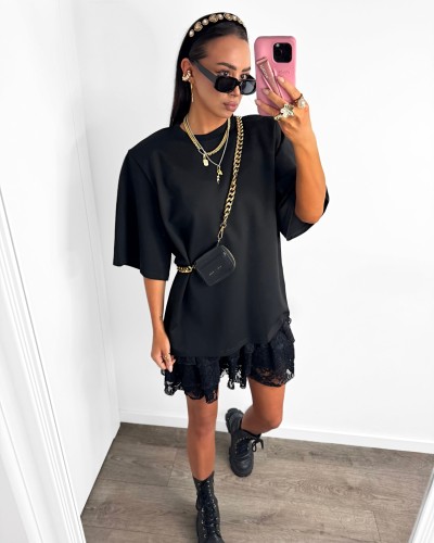 T-shirt oversize z poduszkami La Milla czarny