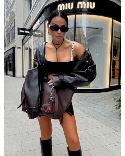 Kurtka bomberka z ekoskóry La Milla Premium czarna