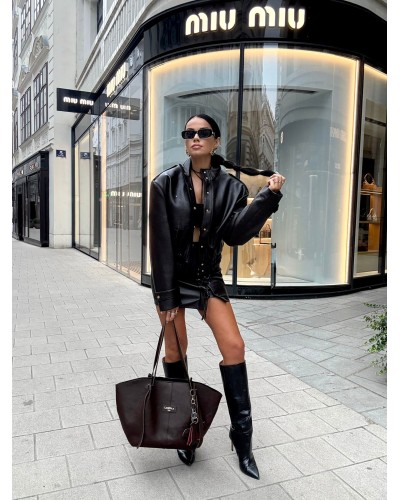 Kurtka bomberka z ekoskóry La Milla Premium czarna