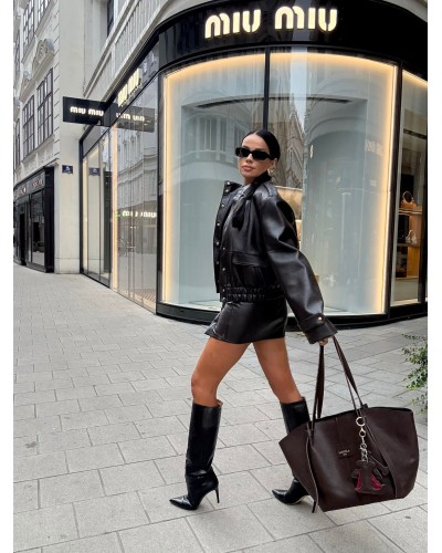 Kurtka bomberka z ekoskóry La Milla Premium czarna