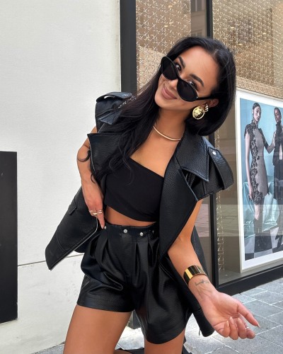 Spodenki skórzane regulowane La Milla czarne