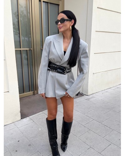 Marynarka z paskiem La Milla Premium szara