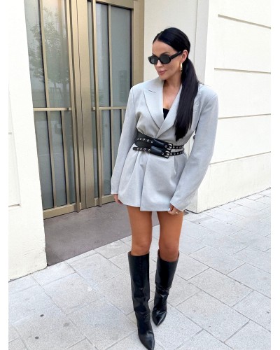 Marynarka z paskiem La Milla Premium szara