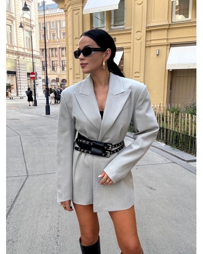 Marynarka z paskiem La Milla Premium szara