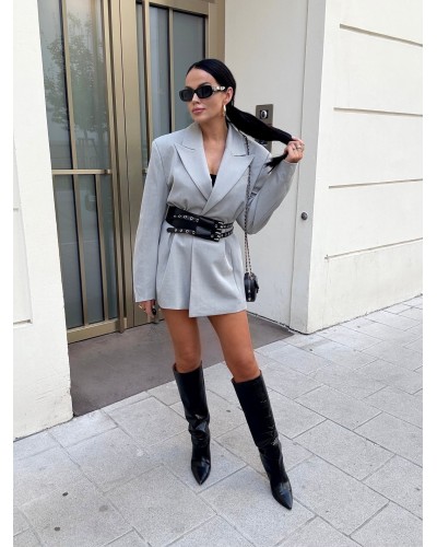 Marynarka z paskiem La Milla Premium szara