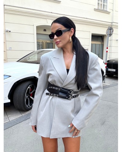 Marynarka z paskiem La Milla Premium szara