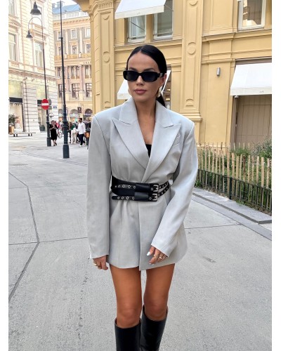 Marynarka z paskiem La Milla Premium szara