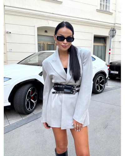 Marynarka z paskiem La Milla Premium szara