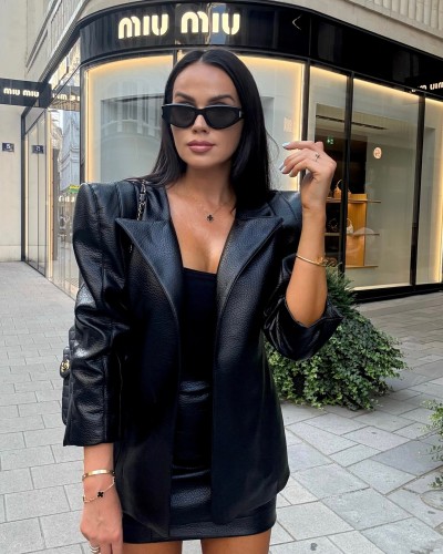 Marynarka z ekoskóry Trojanowska La Milla czarna