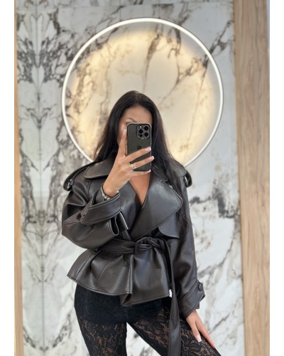 Trencz z ekoskóry La Milla brązowy