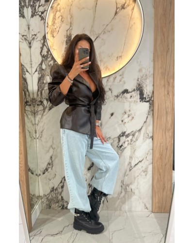 Marynarka z ekoskóry Trojanowska La Milla czekoladowa