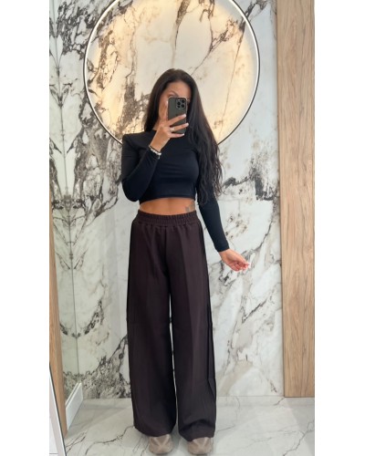 Spodnie z plisowanym bokiem La Milla czekoladowe