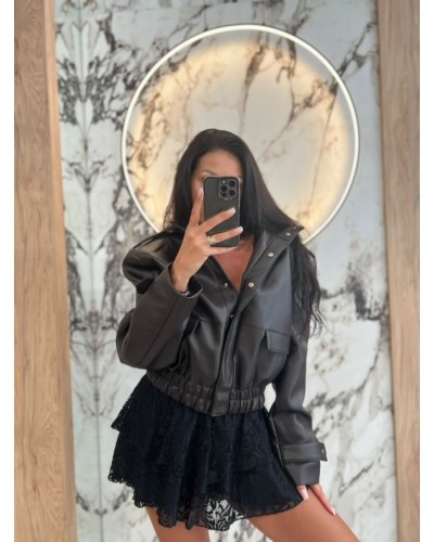 Kurtka bomberka z ekoskóry La Milla Premium brązowa